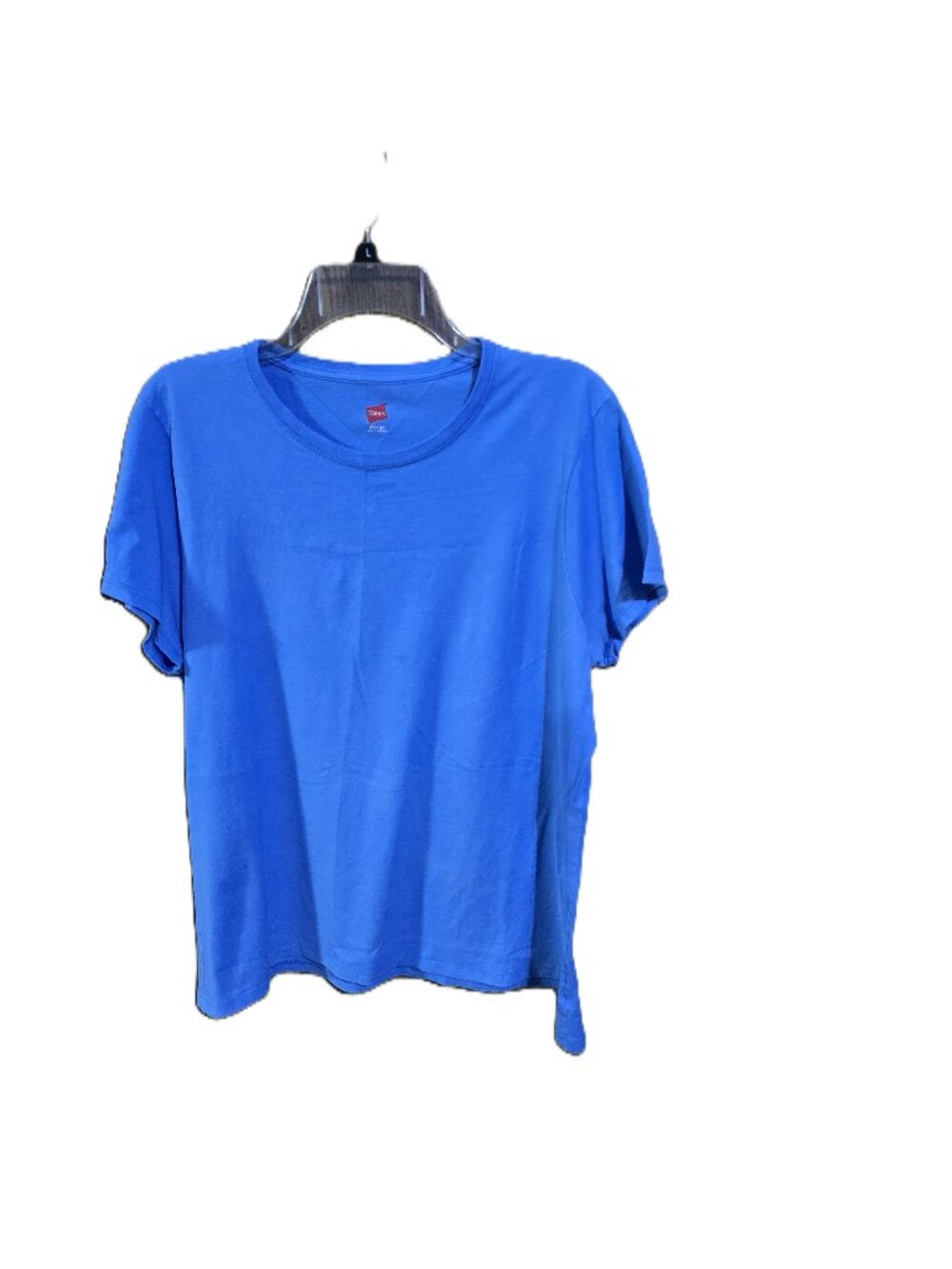 Hanes Solid Blue T-Shirt Cap Sleeves